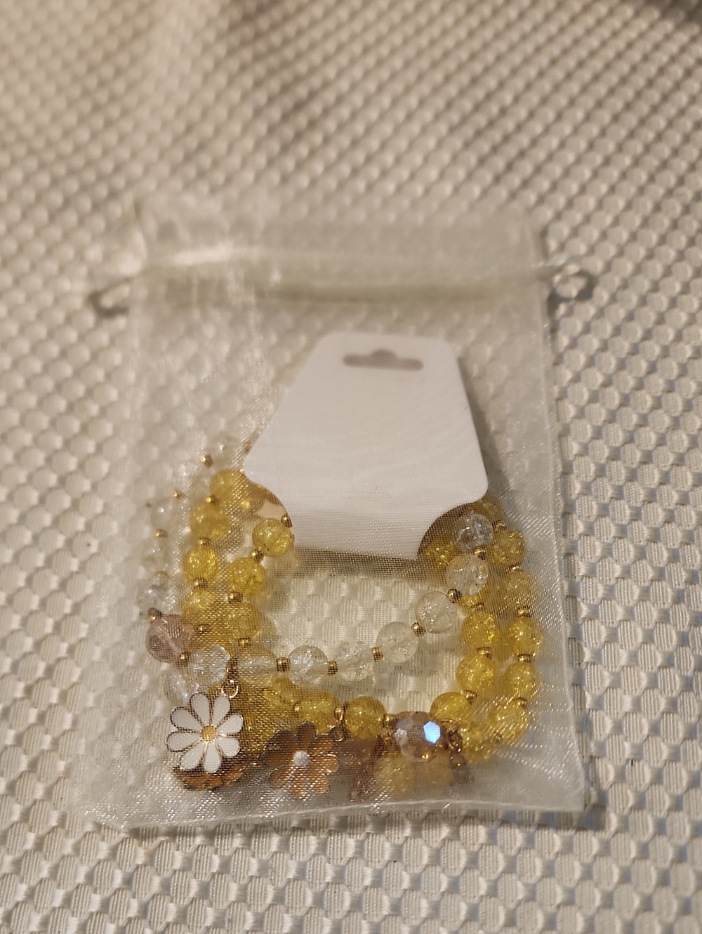 Yellow Beaded Daisy Charm Bracelet Set - *2 For $13* - Picture 6 of 6